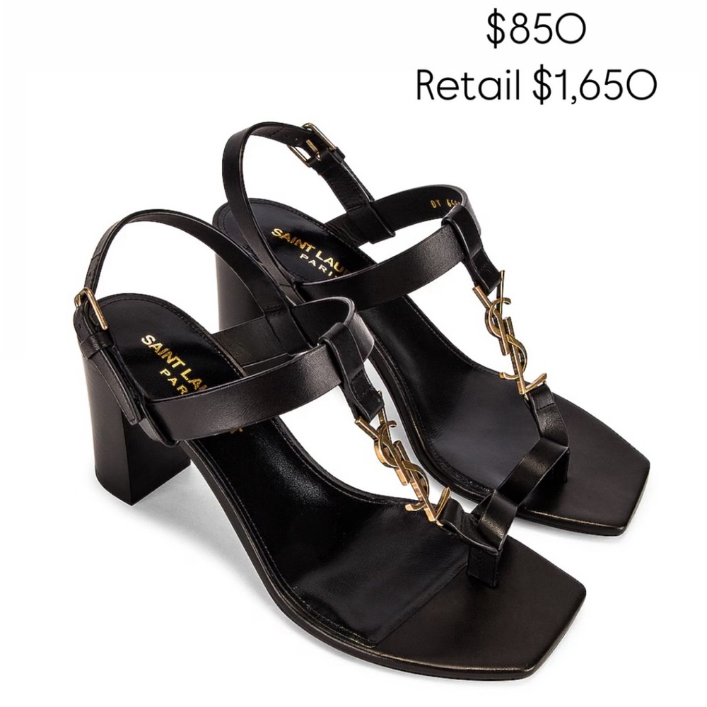Saint Laurent Black Heeled Sandals new in box